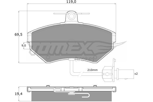 TOMEX BRAKES Комплект тормозных колодок, дисковый тормоз TX 13-121